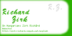 richard zirk business card